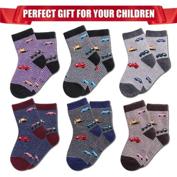 6 Pairs Kids Winter Warm Wool Socks Kids - Picture 2 of 6